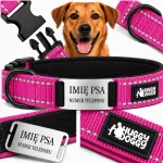 Roosa helkurkaelarihm graveeringuga v&auml;ikesep&auml;rasele koerale HUGGY DOGGY, XS suurus