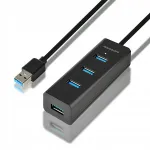 USB-jaotur HUE-S2BL, 4 &uuml;hendust, USB 3.2 Gen 1, laadimisfunktsiooniga