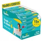 Niisked salvr&auml;tikud PAMPERS Fresh Clean, 15 pakki x 80 tk