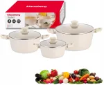 KLAUSBERG KB-7961 potikomplekt, 6-osaline, marmorpind, sobib induktsioonile, liivakarva