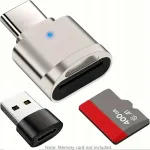 USB-C metallist kaasaskantav SD/TF kaardilugeja