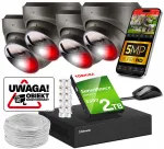 IP PoE valvekaamerate komplekt, 4 kaamerat, 5MPx, hallid, helituvastusega, 2TB