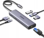 USB-C jagaja UGREEN CM512, 6 &uuml;hendust: 3x USB-A 3.0, HDMI, RJ45, PD
