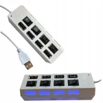 USB jagaja, 4 pesa, valgustusega
