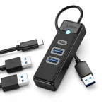 USB-jaotus Orico PWC2U-U3, 3 pesa: 2&times; USB-A 3.0, 1&times; USB-C 3.0, 0,15 m, must