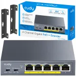 V&otilde;rgul&uuml;liti Cudy POE40, 4 porti, POE pikendaja, 1 Gb/s uplink