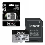 Lexar 512GB Silver Plus V30 A2 microSDXC m&auml;lukaart adapteriga