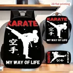 Seljakott, l&otilde;unas&ouml;&ouml;gikarp ja pinal "Karate My Way of Life" tr&uuml;kiga, 3-osaline komplekt