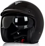 Motorratturi kiiver Vini Stratos, matt must, suurus M, p&auml;ikeseliblikaga, sobib chopper ja bobber mootorratastele
