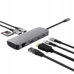 USB-C jagaja Trust Vylor 8in1, HDMI 4K, Ethernet, SD, microSD, 2x USB, 2x USB-C, 100W