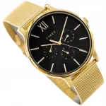 Naistele TIMEX TW2W20000 Transcend kuldne k&auml;ekell rihmaga kuup&auml;evaga