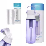Aqualogis Aqua&Go 0,5 l lilla veepudel filtriga, 2 t&auml;itega