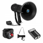 Vonyx 75W megafon, must, Bluetooth, USB, laetava akuga