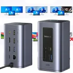 USB-C jagaja, 12 pesa, 2x 4K@60Hz HDMI, 100W PD, RJ45, SD, TF, USB 3.2