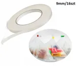 Valge kleepuv teip PVC kottide sulgemiseks, 9 mm x 66 m, 16 tk