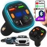 Bluetooth FM saatja QC 3.0, PD 20W, RGB-valgustusega, 2x USB, USB-C laadijaga