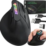 Juhtmevaba ergonoomiline vertikaalne hiir, WiFi, Bluetooth