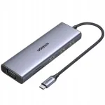 USB-C hub Ugreen CM498, 3x USB 3.0, HDMI 4K 30Hz, VGA, RJ45, SD/TF, PD, 100W