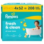 Niisked salvr&auml;tikud Pampers Fresh Clean ilma alkoholita 4 x 52 tk