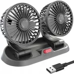 12V auto ventilaator 360&deg; kahe reguleeritava peaga, vaikne