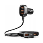 Joyroom 5 USB auto laadija, 6,2A, pikenduskaabliga, must