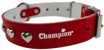 Champion nahast koera kaelarihm, 60x4 cm, punane s&uuml;damekujude mustriga
