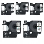 Liimpael DYMO D1 45010, 12 mm x 7 m, l&auml;bipaistev, must tekst, 5 tk