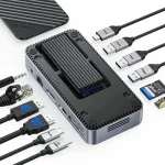 USB-C jagaja 12-&uuml;hes M.2 SSD, HDMI, DP, Ethernet, 100W PD, 10Gbps