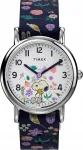 Naiste Timex Weekender kell 31 mm, valge sihverplaat, sinine lilleline rihm, kvarts, TW2V4590
