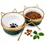 Keraamilised kausid koertele ja kassidele, 2 x 600 ml, alusega