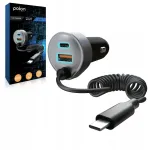 Auto laadija POLION, 2x USB-C, USB-A, 65W, QC3.0, PD, kaabliga