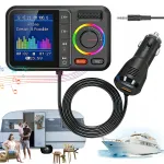 FM saatja Bluetooth, USB, USB-C, QC 3.0, LED, MP3-m&auml;ngija, laadijaga