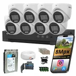 Valvekomplekt 8 dome Hikvision 4K 8Mpx 1TB AcuSense