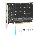 Adapterplaat 4x M.2 NVMe SSD &uuml;hendamiseks PCIe x16 pesasse