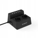 Toiteplokk Orico, 5 USB, 2,4A, 2500W, must