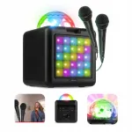 Karaoke-k&otilde;lar Fenton, 15W, LED-valgustus, Bluetooth, 2 mikrofoni, must