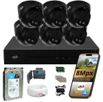 Kodune analoogkaamerate valvekomplekt 6 tk 8Mpx 4K DVS LED/IR 1TB AHD/TVI