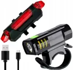 Jalgratta LED laternate komplekt esik&uuml;ljel ja tagak&uuml;ljel, USB laadimisega