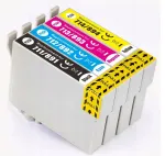 Epson S21/D78/D92/DX7450/SX100/SX115/SX210/SX215/SX218 tindikassetid, 4 tk, T0711