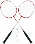 Badmintoni komplekt: 2 punast reketit, 2 sulgpalli, Dunlop Slazengeri kott