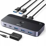 UGREEN CM662 USB l&uuml;liti, 4 porti, 2 arvutile, kaugjuhtimispult, 5 Gb/s, USB 3.0