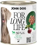 Koeratoit JohnDog For Long Life vasikaliha ja peediga, 800 g