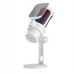USB kondensaatormikrofon reguleeritava nurgaga, RGB valgustusega, valge