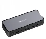 USB-C dokk Verbatim Pro: 2x HDMI, DisplayPort, RJ45, 4x USB, 4x USB-C, SD, microSD, audio