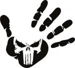 Autokleeps v&otilde;i s&uuml;learvuti kleeps HAND PUNISHER, 15 x 16,5 cm, taustata
