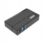 USB jagaja Unitek Y-HB03001, 4&times; USB 3.0, must, laadimisfunktsiooni ja toiteadapteriga
