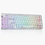 Juhtmevaba mehaaniline m&auml;nguklaviatuur RGB, QMK, juhtimiskettaga ja silikoonklahvidega