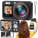 Digitaalne fotokaamera 2,8" 64MP 4K 18x ZOOM SD kaart 64GB + 2 akut 1200mAh