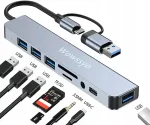 USB-C jaotur WOWSSYO 7in1: 4x USB 3.0, 2x USB-C, micro SD/TF kaardi lugeja, Macbookile