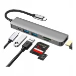 USB-C hub 6-in-1 HDMI 4K ja SD kaardilugejaga
